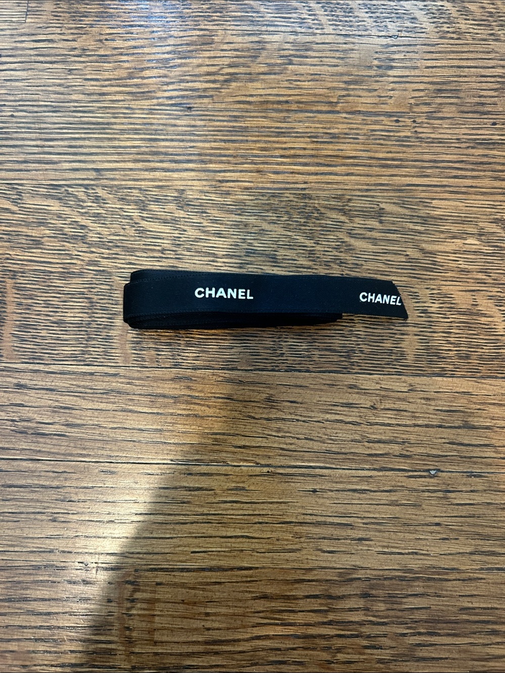 CHANEL Black Ribbon with White Logo 56 inches